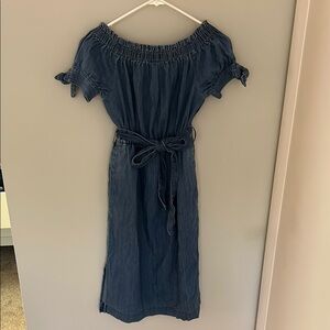 J. Crew denim Off-Shoulder Midi Sundress
